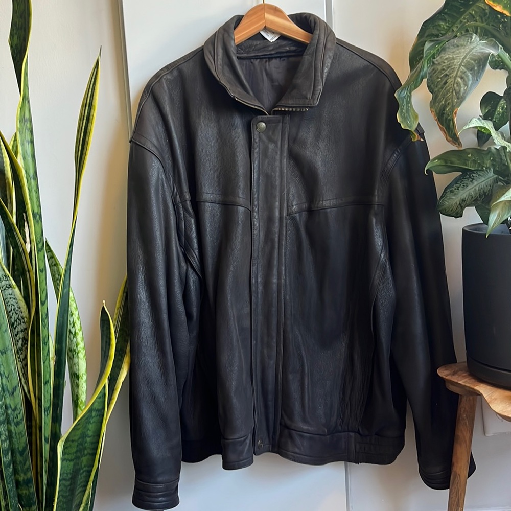 Vintage Cougar Leather Brown Bomber Jacket Size Large